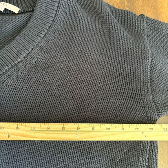 Tibi Navy Blue Heavy Knit Deep V-Neck Oversized Lace Up Accents M Contemporary - Picture 11 of 13